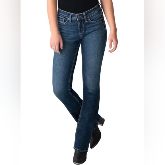 Silver Jeans Elyse Slim Bootcut Womens Stretch Blue Jeans Size 32 x 25 - Picture 1 of 14